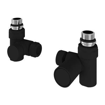 Corner Manual Dual Fuel Radiator Valves (pair) Matt Black