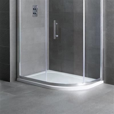 Volente Plan D Right Hand (RH) ABS 1100mm x 700mm Offset Quadrant Stone Resin Shower Tray - White