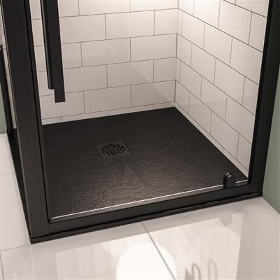  Crossland  900 x 900mm Square  Shower Tray with Slate Finish - Black