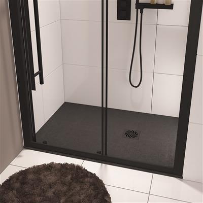  Crossland  1400 x 700mm Rectangular  Shower Tray with Slate Finish - Black