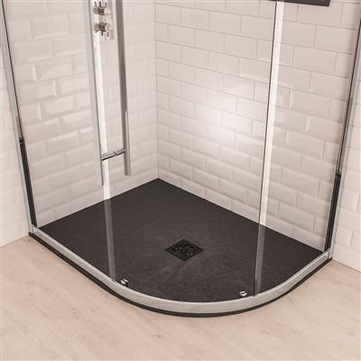  Crossland  1200 x 900mm Right Hand (RH) Offset Quad Shower Tray with Slate Finish - Black