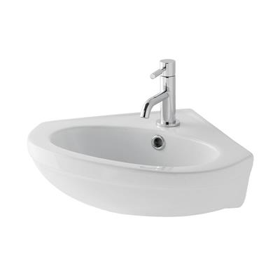 Dura 46cm x 42cm 1 Tap Hole Ceramic Corner Basin - White