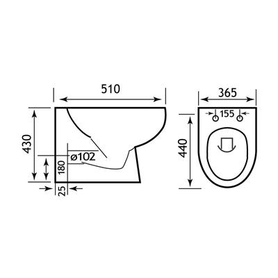 Farringdon Back To Wall WC Pan with Fixings - White