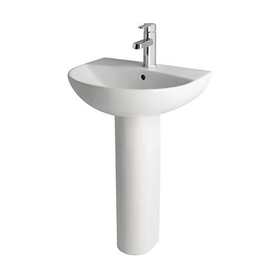 Farringdon 55cm x 46cm 1 Tap Hole Ceramic Cloakroom Basin with Overflow & Fixings - White