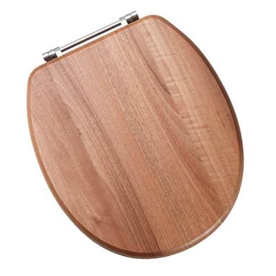 Sherwood Toilet Seat with Chrome Hinges - Light Walnut