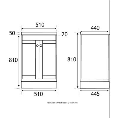 Hardwick Traditional 50CM 2 Door Basin Vanity Unit - White