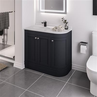 Hardwick 90cm Left Hand (LH) 3 Door Corner Cabinet Basin Unit - Matt Anthracite