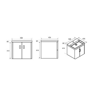 Cavone 50CM 2 Door Basin Vanity Unit - Matt Grey