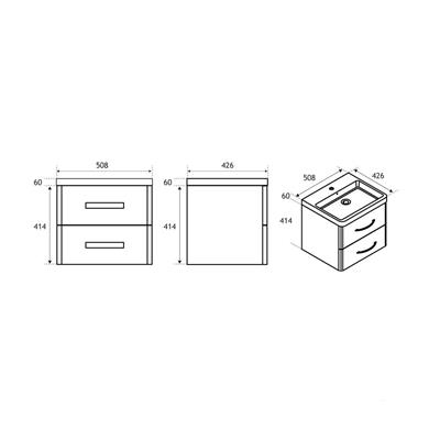 Cavone 50CM 2 Drawer Basin Vanity Unit - High gloss white