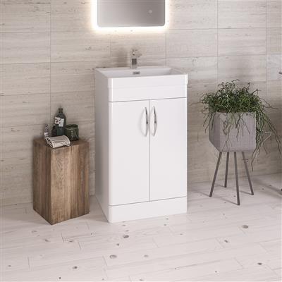 Cavone 50cm x 42cm 1 Tap Hole Polymarble Basin - High Gloss White 