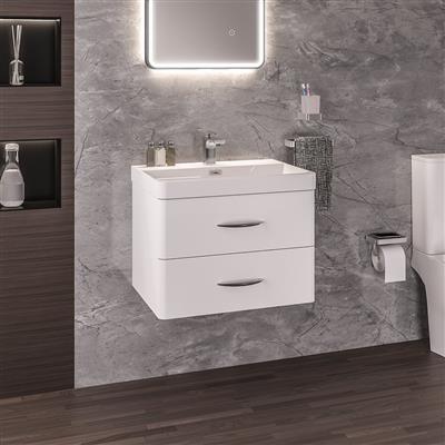 Cavone 60CM 2 Drawer Basin Vanity Unit - High Gloss white 