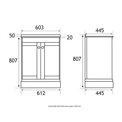 Hardwick 60CM 2 Door Basin Vanity Unit - Matt Blue