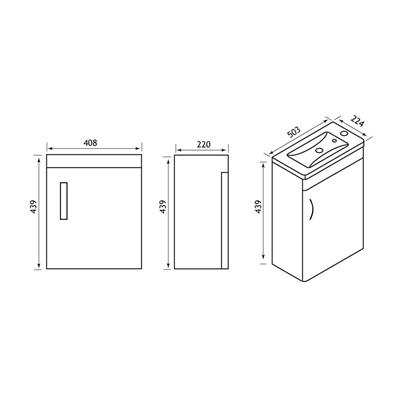 Cavone 50CM 1 Door Basin Vanity Unit - Matt Grey