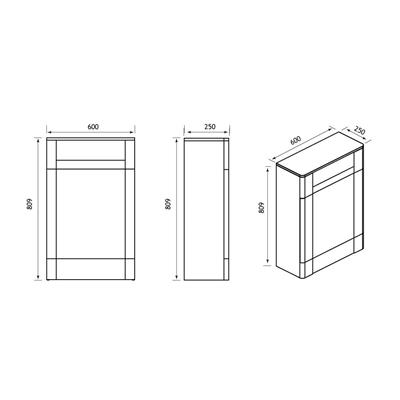 Hardwick 60cm(W) x 250cm(D) WC Unit - Matt White