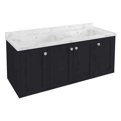 Hardwick 120CM 4 Door Square Double Bowl Wall Hung Basin Vanity Unit - Matt Anthracite