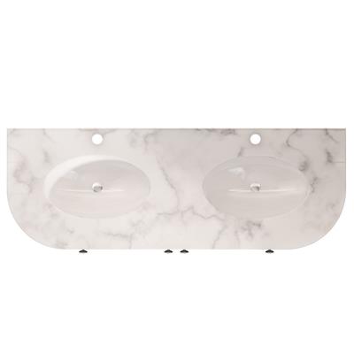 Hardwick 120cm x 44cm 2 Tap Hole Quartz Double Bowl Basin - White