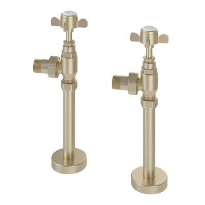 Pair of Traditional Rad Valves + Tails Brushed Brass