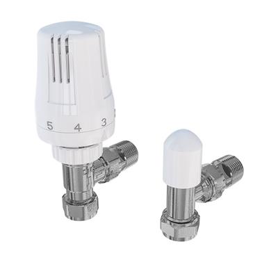 15mm Angled TRV and Lockshield Valve Chrome/White