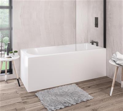 Biscay 1800 x 800 x 440mm Right Hand (RH) Straight 5mm Shower Bath - White