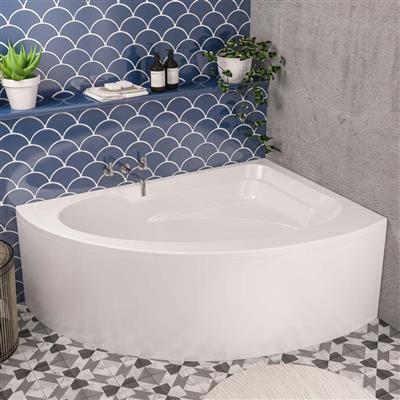 Lundy 1500 x 1040 x 420mm Left Hand (LH) Offset Corner 5mm Bath - White