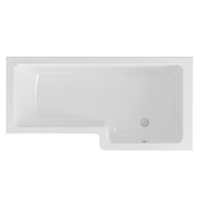 Portland 1600 x 850 x 440mm Right Hand (RH) L-Shaped Beauforte Shower Bath - White