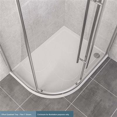 Vantage Plan F Left Hand (LH) 1000mm x 800mm Offset Quadrant Shower Tray - White