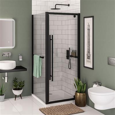 Vantage 2000 6mm Easy Clean 2000mm x 700mm Pivot Shower Door - Matt Black