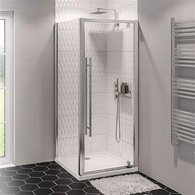 Vantage 2000 6mm Easy Clean 2000mm x 700mm Pivot Shower Door - Chrome