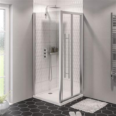 Vantage 2000 6mm Easy Clean 2000mm x 1000mm Bi-Fold Shower Door - Chrome