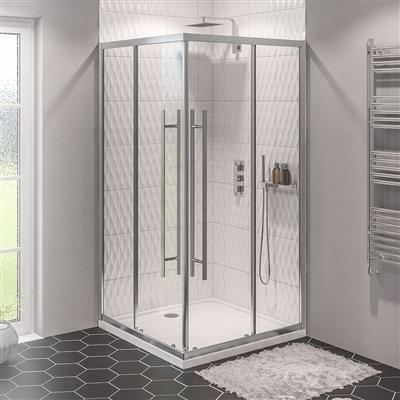 Vantage 2000 6mm Easy Clean 900mm x 800mm Offset Corner Entry Shower Enclosure - Chrome