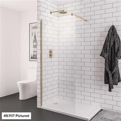 Vantage 2000 8mm Easy Clean 2000mm x 760mm Walk-In Shower Panel - Brushed Brass