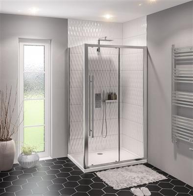 Vantage 2000 Easy Clean 2000x1500mm Slider Shower Door - Chrome