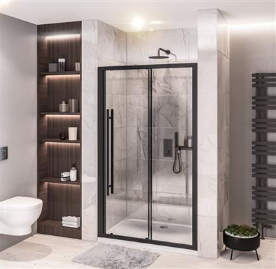 Vantage 2000 Easy Clean 2000x1500mm Slider Shower Door - Matt Black