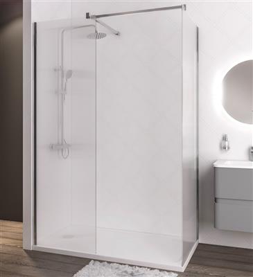 Vantage 2000 8mm Easy Clean  2000x1200mm Walk-In Shower Panel with fluted glass - Chrome