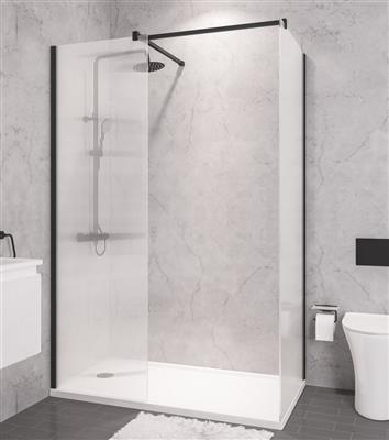 Vantage 2000 8mm Easy Clean  2000x1400mm Walk-In Shower Panel with fluted glass - Black