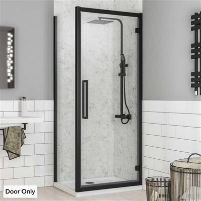 Corniche 2000 8mm Framed 2000mm x 800mm Hinged Shower Door - Matt Black