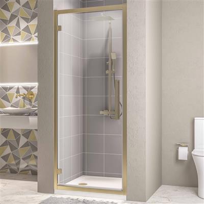 Corniche 2000 8mm Framed 2000mm x 900mm Hinged Shower Door - Brushed Brass