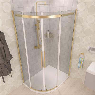 Corniche 2000 1200x900mm Left Hand Offset Quadrant Shower Enclosure - Brushed Brass