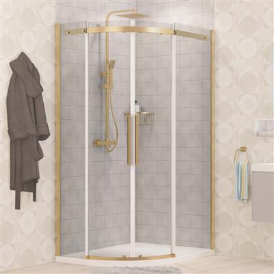 Corniche 2000 1100x800mm Left Hand Offset Quadrant Shower Enclosure - Brushed Brass