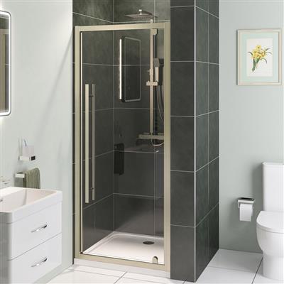 Vantage 2000 6mm Easy Clean 2000mm x 1000mm Pivot Shower Door - Brushed Brass