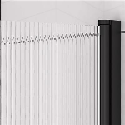 6mm 1400 x 800mm Right Hand (RH) Fluted Straight Bath Screen - Matt Black