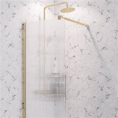 Vantage 2000 8mm Easy Clean 2000mm x 800mm Walk-In Shower Panel with Fluted Glass - Brushed Brass