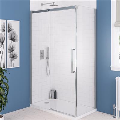 Corniche 2000 8mm Semi-Frameless 2000mm x 1000mm Slider Shower Door - Chrome