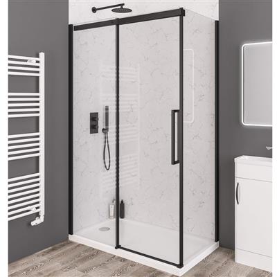 Corniche 2000 8mm Semi-Frameless 2000mm x 1000mm Slider Shower Door - Matt Black