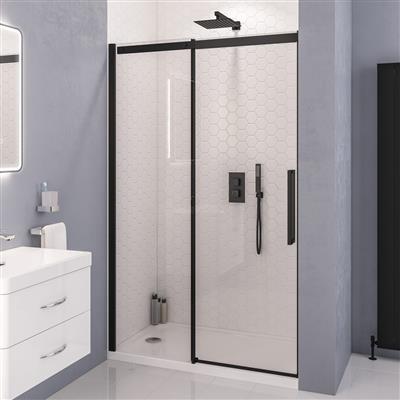 Corniche 2000 8mm Semi-Frameless 2000mm x 1200mm Slider Shower Door - Matt Black