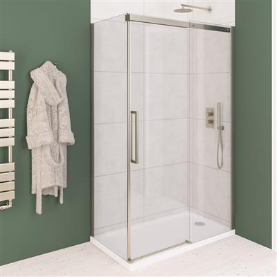 Corniche 2000 8mm Semi-Frameless 2000mm x 1000mm Slider Shower Door - Brushed Brass