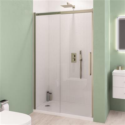 Corniche 2000 8mm Semi-Frameless 2000mm x 1100mm Slider Shower Door - Brushed Brass