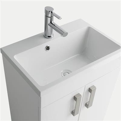 Quantum 58cm x 39cm 1 Tap Hole Cast Marble Basin - White