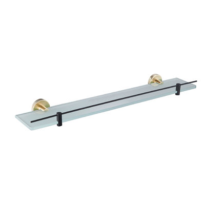 Catania Glass Shelf in Matt Black/Brushed Brass