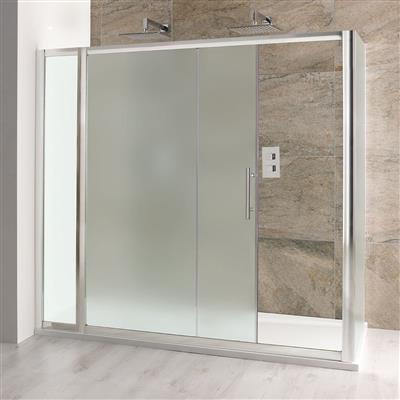 Volente 1850mm x 1100mm Frosted Slider Shower Door - Chrome